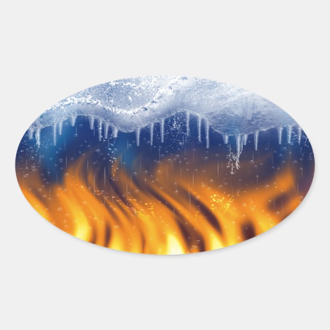 Ice & Flame Oval Sticker (Front)