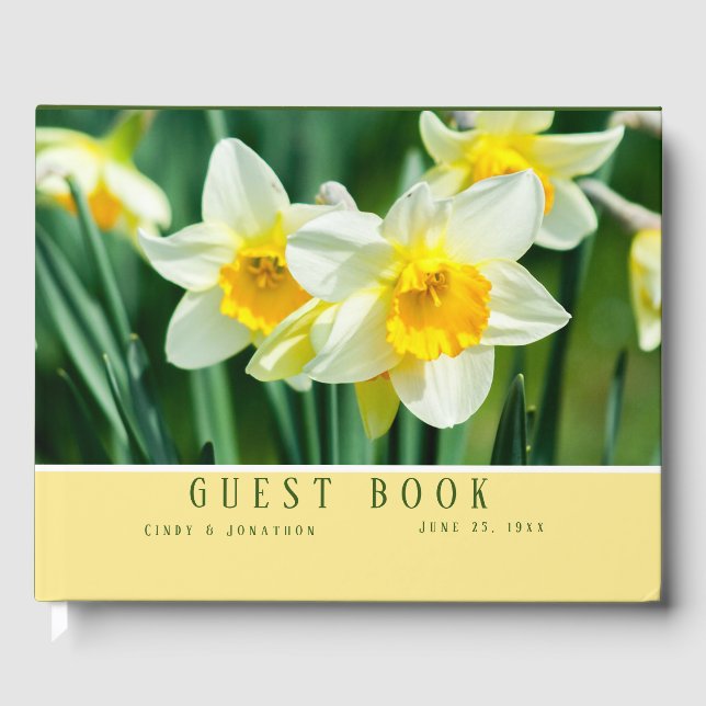 Ice Follies Daffodils Wedding Guest Book (Front)