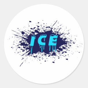Ice Graffiti Typography Urban Street Art Design Classic Round Sticker
