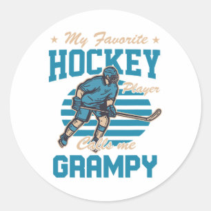Ice Hocke My Favorite Hockey Player Calls Me Gramp Classic Round Sticker
