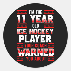 Ice Hockey 11th Birthday Party Player Sports Team Classic Round Sticker