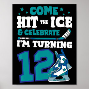 Ice Hockey 12th Birthday Party Goal Team Player Sp Poster