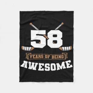 Ice Hockey 58th Birthday Sports Theme Party Goal T Fleece Blanket