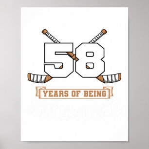Ice Hockey 58th Birthday Sports Theme Party Goal T Poster