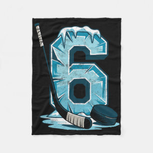 Ice Hockey 6 Years Birthday Boy 6th Bday Kids Hock Fleece Blanket
