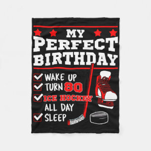 Ice Hockey 80th Perfect Birthday Party Player Spor Fleece Blanket