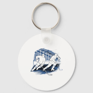 Ice Hockey Action Silhouette Graphic Key Ring