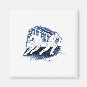 Ice Hockey Action Silhouette Graphic Magnet