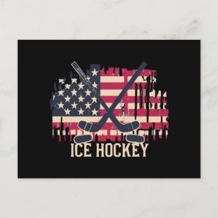 Ice Hockey - American Flag Postcard