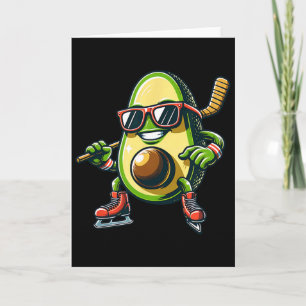 Ice Hockey Avocado Skating Fun Shades  Card