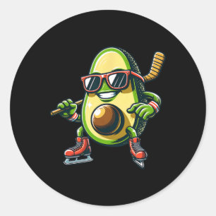 Ice Hockey Avocado Skating Fun Shades  Classic Round Sticker