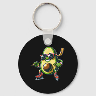 Ice Hockey Avocado Skating Fun Shades Key Ring
