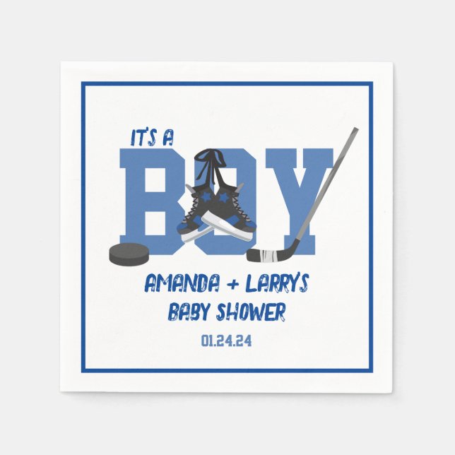 Ice Hockey Baby Shower Napkin (Front)