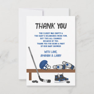 Ice Hockey Baby Shower Thank You Card
