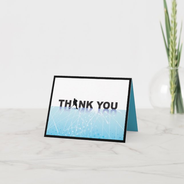 ICE HOCKEY Bar Bat Mitzvah Folded Thank You Card (Front)