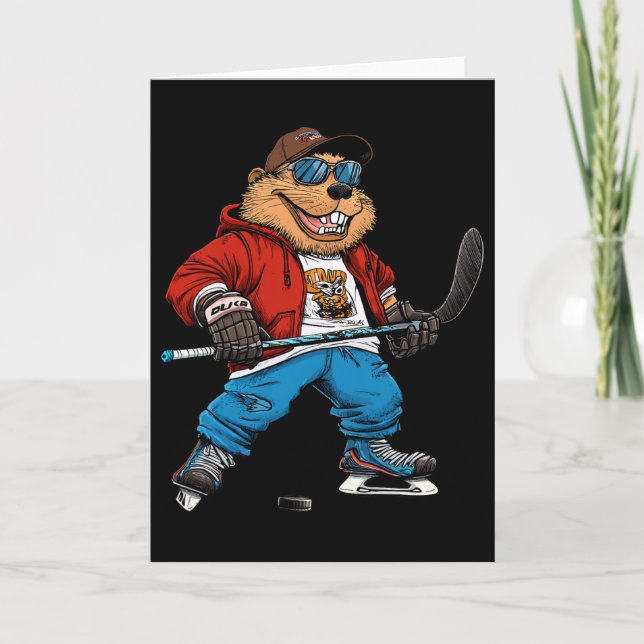 Ice Hockey Beaver  Card (Front)