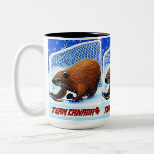 Ice Hockey Beaver Two-Tone Coffee Mug
