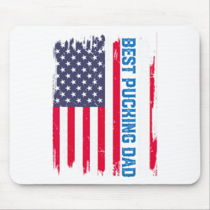 Ice Hockey Best Pucking Dad Usa American Flag Fath Mouse Mat