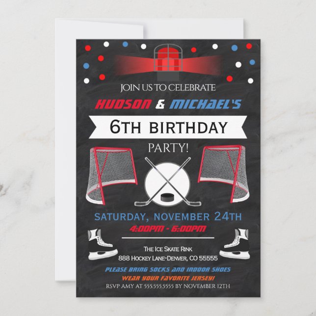 Ice Hockey Birthday Party Invitation (Front)
