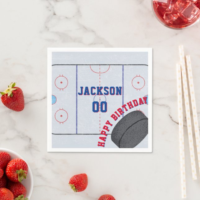 Ice Hockey Birthday Party Napkin (Insitu)