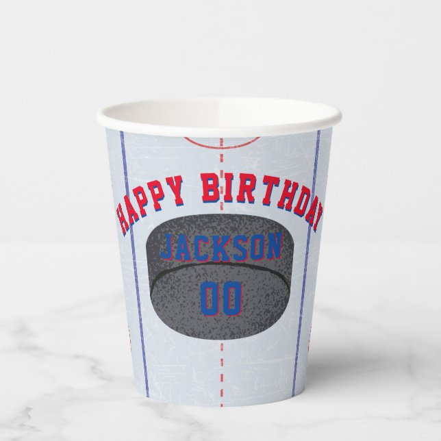 Ice Hockey Birthday Party Paper Cups (Left)
