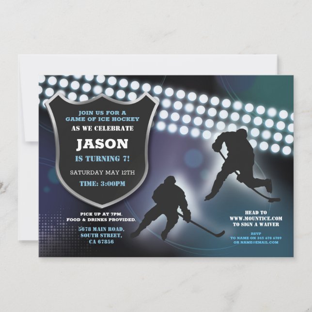 Ice Hockey Birthday Party Sports Rink Game Boys Invitation (Front)