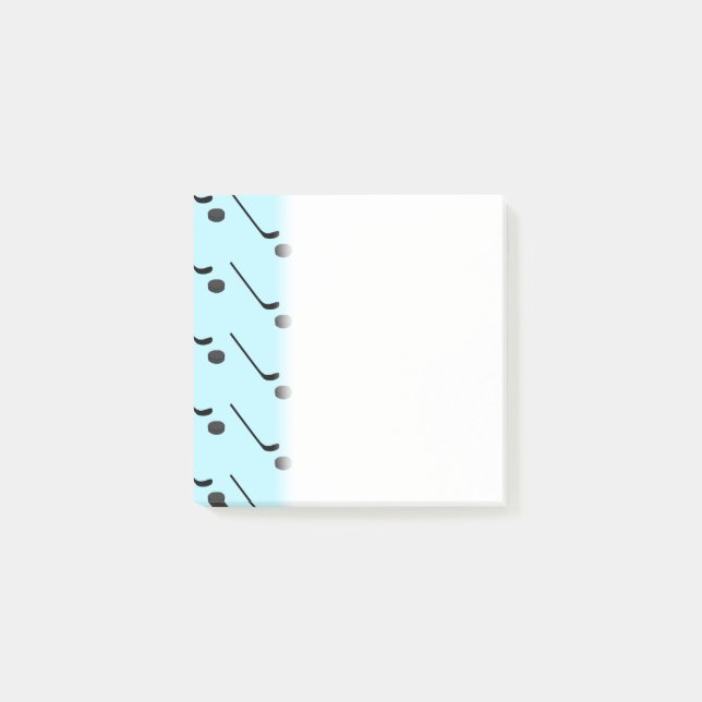 Ice Hockey Black Colour Sticks Puck Light Blue Post-it Notes (Front)
