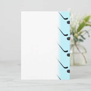 Ice Hockey Black Colour Sticks Puck Light Blue Save The Date