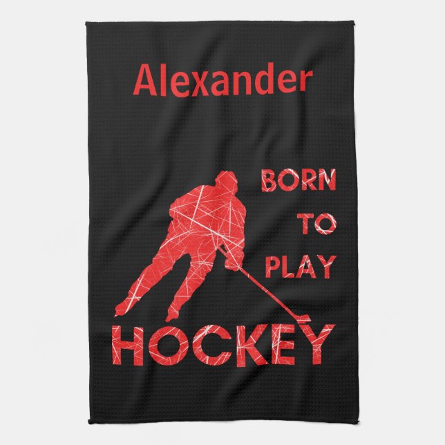 Ice hockey blade Towel born to play red black (Vertical)