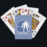 Ice Hockey, Blue & White Stripes, Sports Playing Cards<br><div class="desc">Cool ice hockey design on Blue & White Stripes,  Sports pattern.  Perfect gift for kids,  teens,  or adults! Personalised the design by adding a name or custom text.  Visit our store,  Birthday Party House,  for more great customisable products!</div>