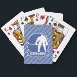 Ice Hockey, Blue & White Stripes, Sports Playing Cards<br><div class="desc">Cool ice hockey design on Blue & White Stripes,  Sports pattern.  Perfect gift for kids,  teens,  or adults! Personalised the design by adding a name or custom text.  Visit our store,  Birthday Party House,  for more great customisable products!</div>