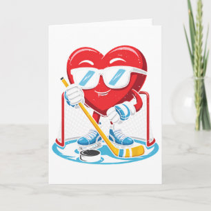 Ice Hockey Boys Men Funny Hockey Heart Love Card