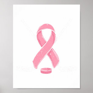 Ice Hockey Breast Cancer Awareness Month Pink Ribb Poster