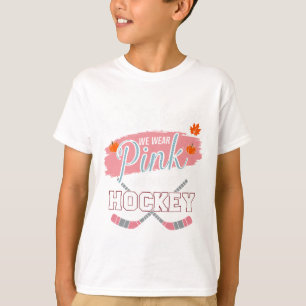 Ice Hockey Breast Cancer Awareness Month Pink Ribb T-Shirt