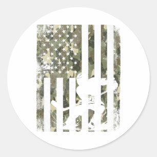 Ice Hockey Camouflage Usa Flag Hockey Player Hocke Classic Round Sticker