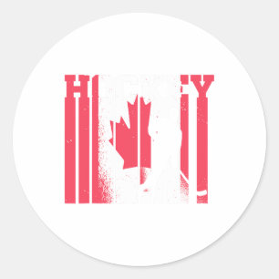 Ice Hockey Canadian Player Canada Flag Hockey Classic Round Sticker