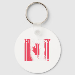 Ice Hockey Canadian Player Canada Flag Hockey Key Ring