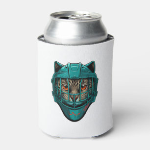 Ice Hockey Cat Outfit Funny Ice Hockey Cat Design  Can Cooler
