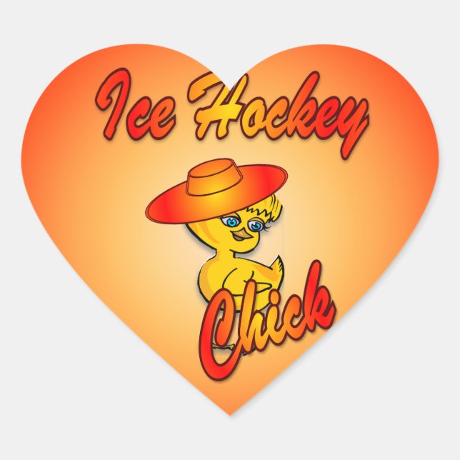 Ice Hockey Chick #5 Heart Sticker (Front)