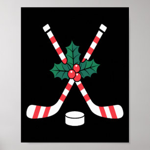 Ice Hockey Christmas Candy Cane Hockey Stick Xmas Poster