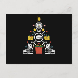 Ice hockey Christmas decoration tree funny Xmas ga Postcard