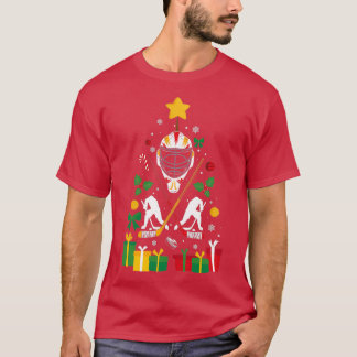 Ice Hockey Christmas Gift Funny ICe Hockey Tree Pu T-Shirt