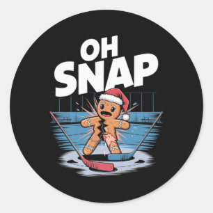 Ice Hockey Christmas Gingerbread Classic Round Sticker