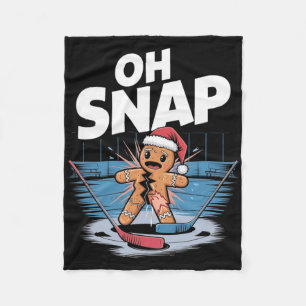 Ice Hockey Christmas Gingerbread Fleece Blanket
