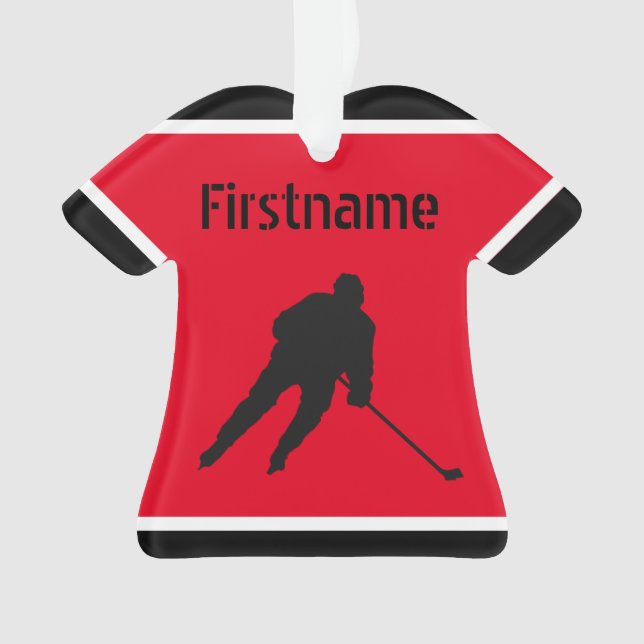 Ice hockey Christmas ornament - red black jersey (Front)