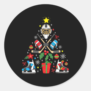 Ice Hockey Christmas Ornament Tree Fun Xmas Gift B Classic Round Sticker