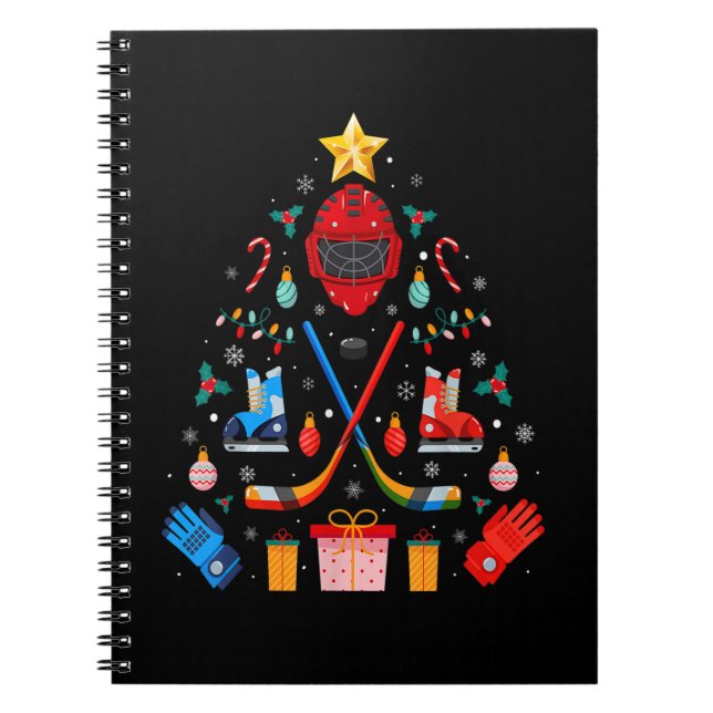 Ice Hockey Christmas Ornament Tree Funny Xmas Boy Notebook (Front)