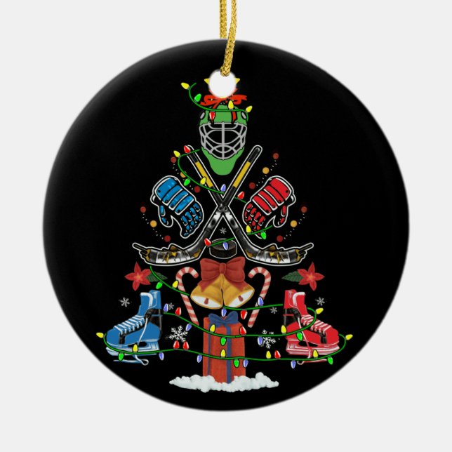 Ice Hockey Christmas Ornament Tree Funny Xmas Gift (Front)