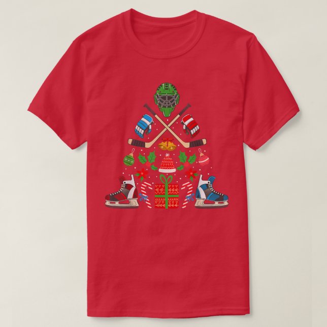 Ice Hockey Christmas Ornament Tree Funny Xmas Gift T-Shirt (Design Front)