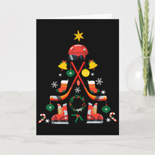 Ice Hockey Christmas Ornament Tree Ice Hockey Xmas Card